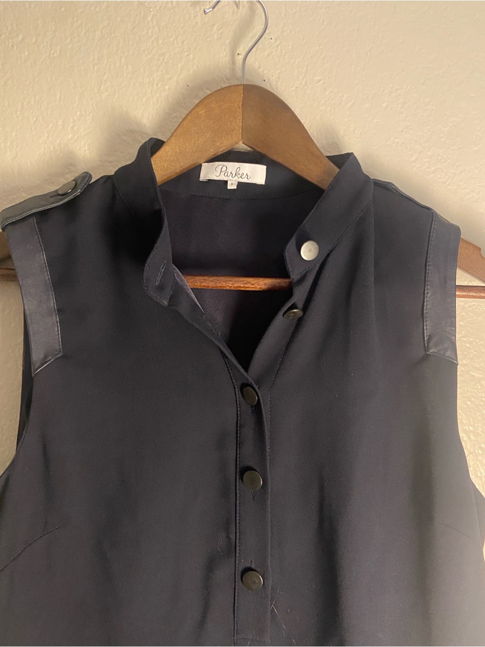 Parker New York Sleeveless Utility Shirt Dress Black Size S NWOT